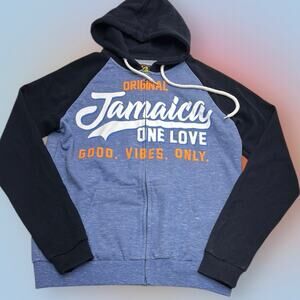 JAMAICA Men’s Medium Full Zip Blue Hoodie Sweatshirt